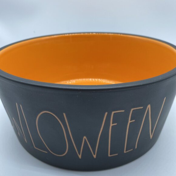 Rae Dunn Howloween XL Dog Pet Food Bowl Black Orange Artisan Collection Magenta - Picture 3 of 10
